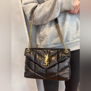 LIKE NEW YSL SMALL PUFFER IN QUILTED LAMBSKIN LEATHER - black